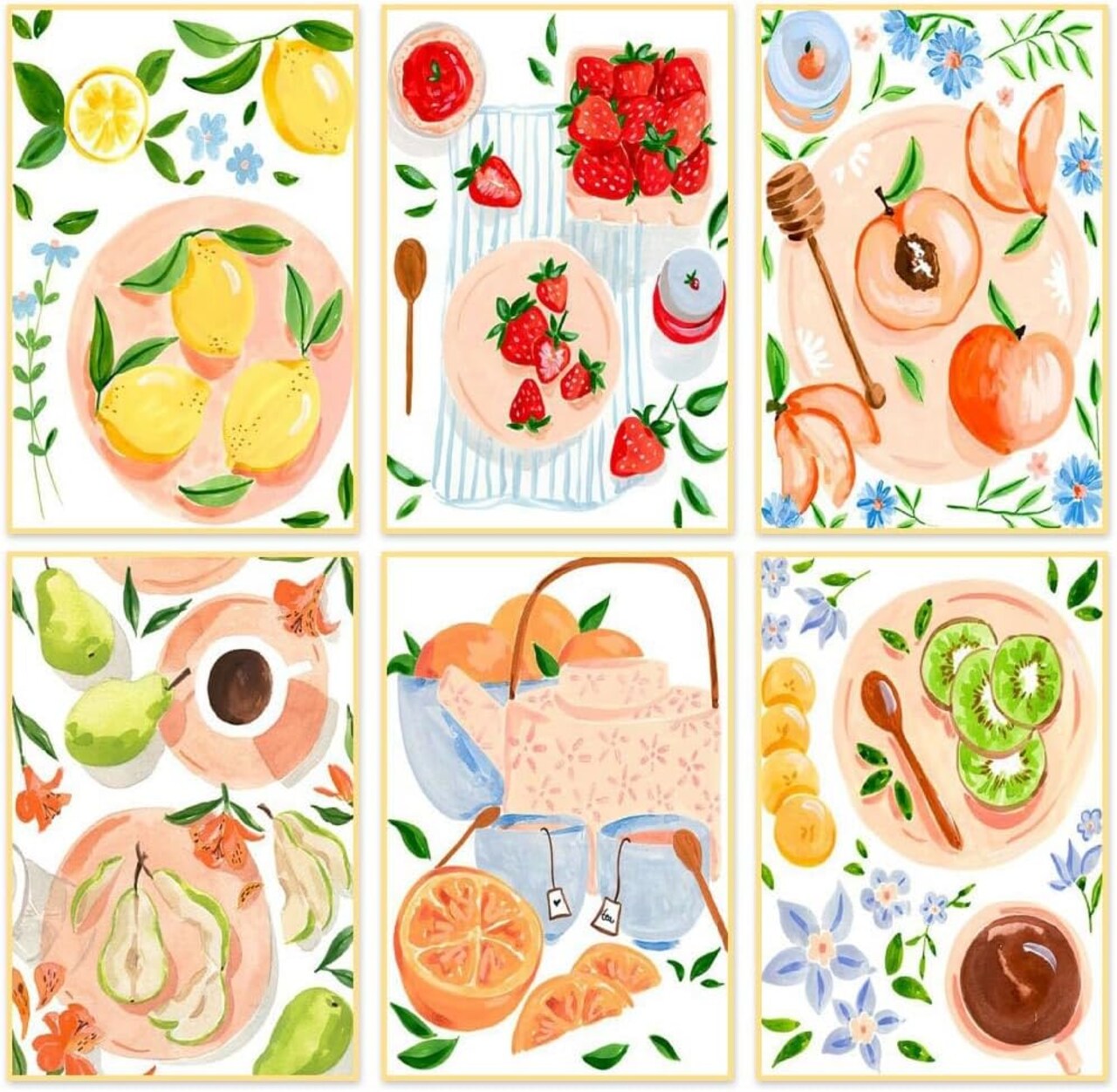 6 Packs (8x12 in) Paint by Numbers Kit for Adults, DIY Fruit Adult's Paint by Numbers on Canvas